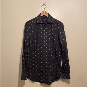 ETRO MILANO . Made in Italy. Men's Black Patterned Shirt . Size 40